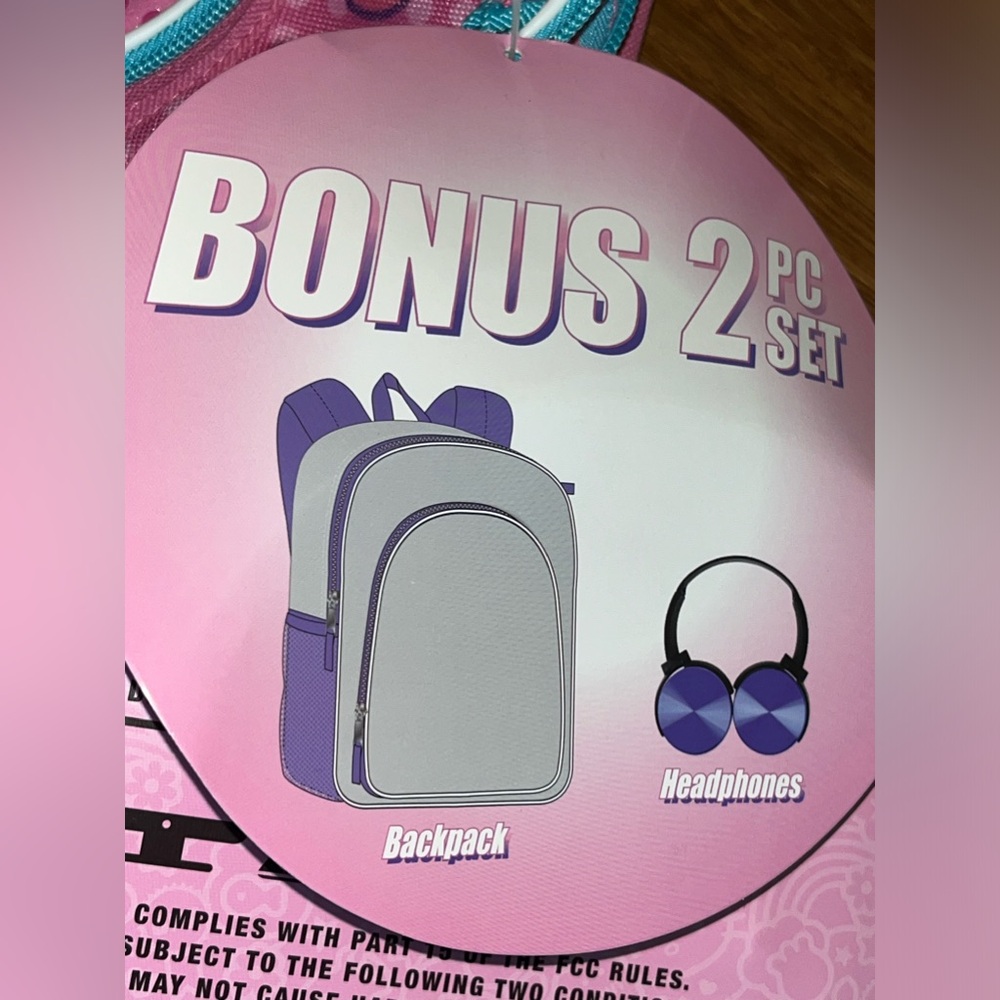 Hello Kitty Pink and Blue Backpack with pair of Headphone Set NEW NWT - Picture 10 of 11